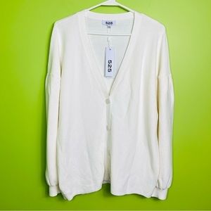 525 white button cotton cardigan size L